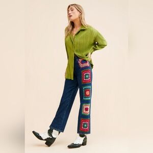 Farm Rio Crochet Square Jeans